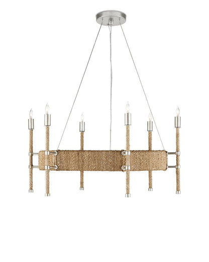 Currey and Company Monzie Chandelier Natural, Contemporary Silver Leaf