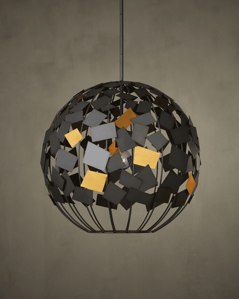 Currey and Company Moon Night Gray & Gold Orb Chandelier