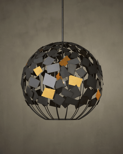Currey and Company Moon Night Gray & Gold Orb Chandelier