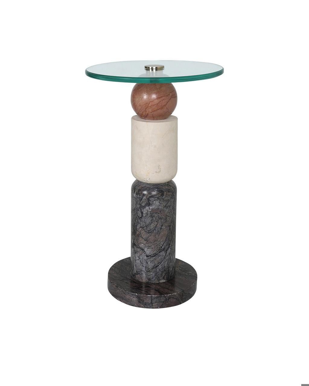 Currey and Company Moreno Drinks Table Natural, Brass, Clear