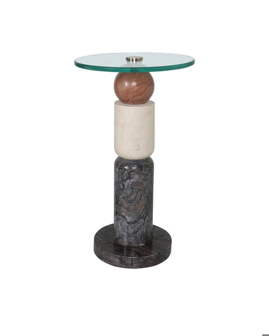 Currey and Company Moreno Drinks Table Natural, Brass, Clear