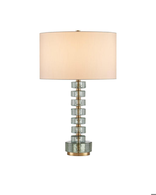 Currey and Company Mystras Table Lamp Clear, Antique Brass