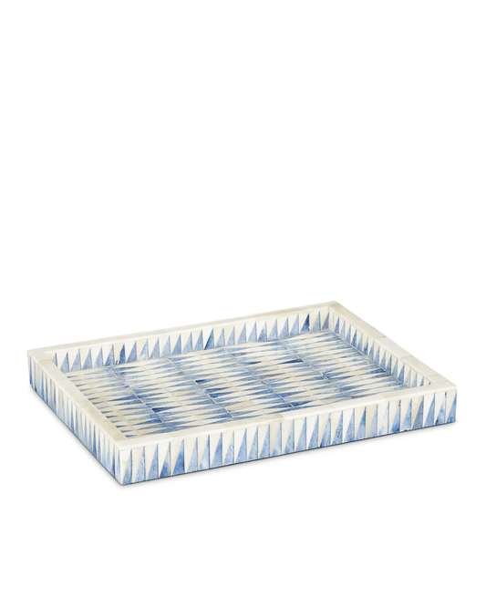 Currey and Company Nadene Tray Blue, White