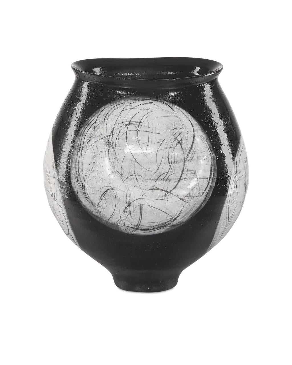 Currey and Company Nakamura Vase Black, Light Gray