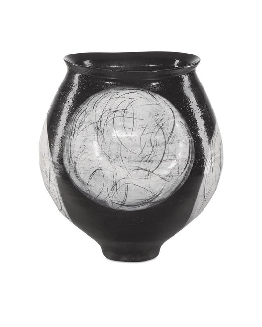 Currey and Company Nakamura Vase Black, Light Gray