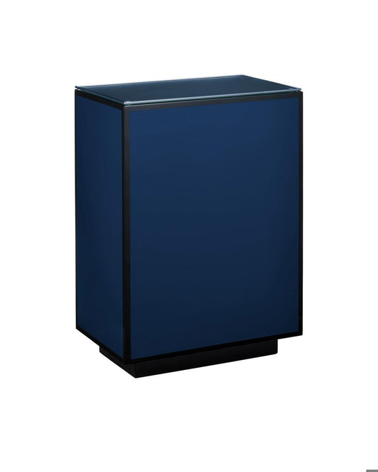 Currey and Company Navy Lacquer Side Table Navy, Black, Clear