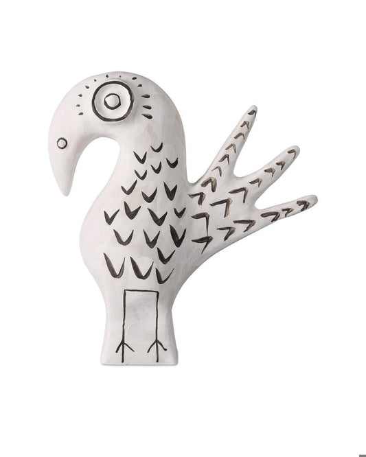 Currey and Company Norman the Peacock Washed White, Black