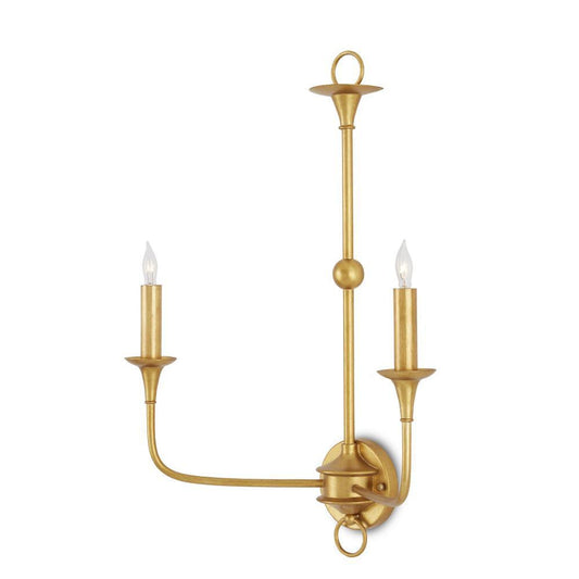 Currey and Company Nottaway Gold Double-Light Wall Sconce Contemporary Gold Leaf