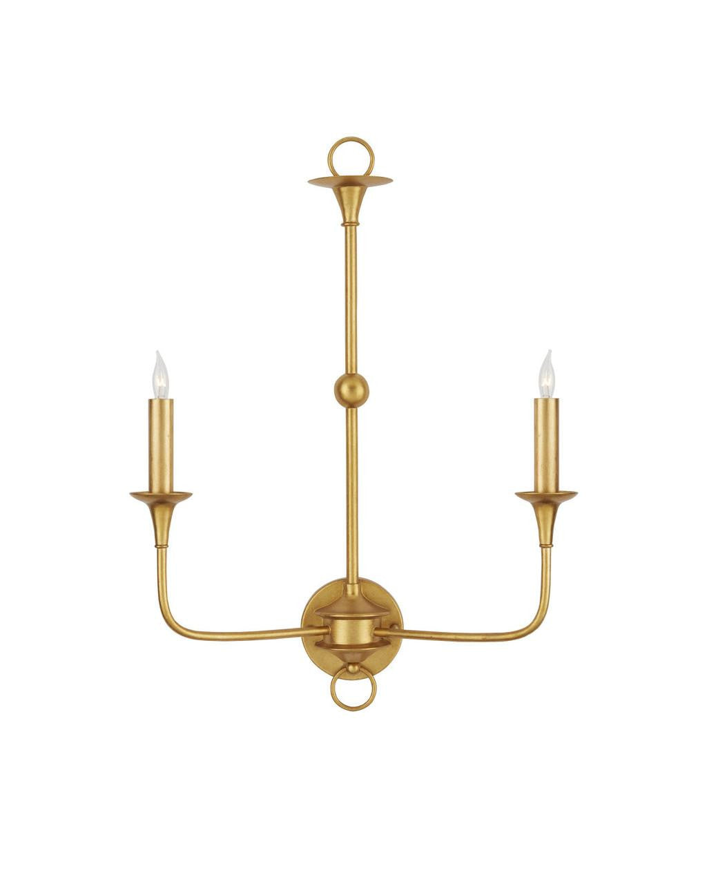 Currey and Company Nottaway Gold Double-Light Wall Sconce