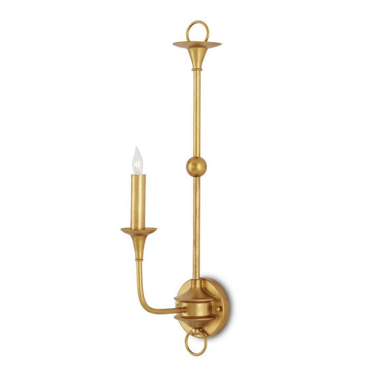 Currey and Company Nottaway Gold Single-Light Wall Sconce Contemporary Gold Leaf