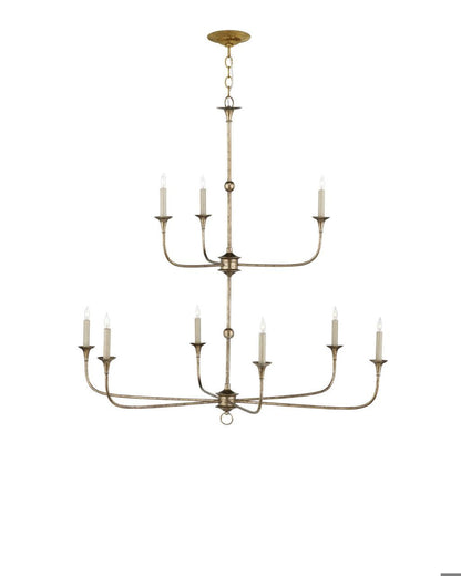 Currey and Company Nottaway Two-Tier Bronze Chandelier Pyrite Bronze