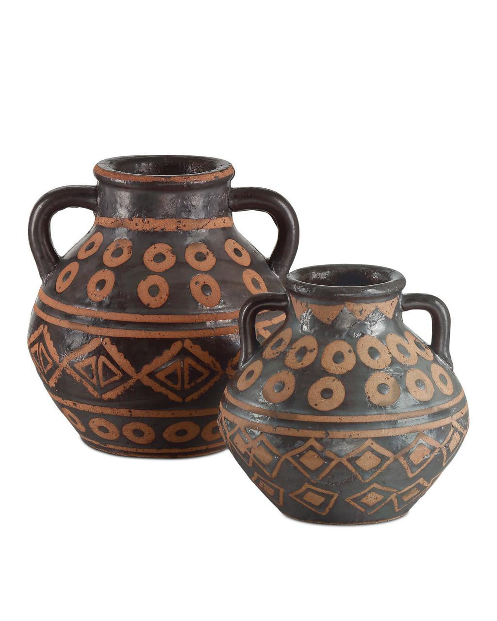 Currey and Company Nought Vase, Set of 2 Black, Brown