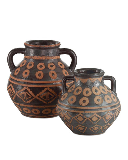 Currey and Company Nought Vase, Set of 2 Black, Brown
