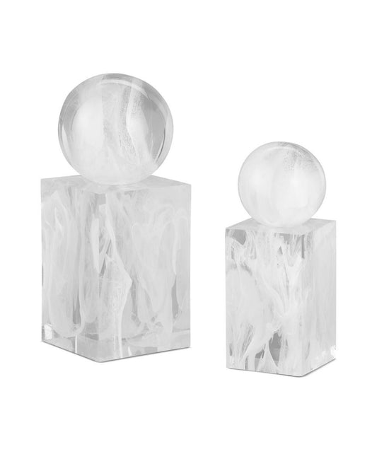 Currey and Company Nova White Objects, Set of 2 White Swirl
