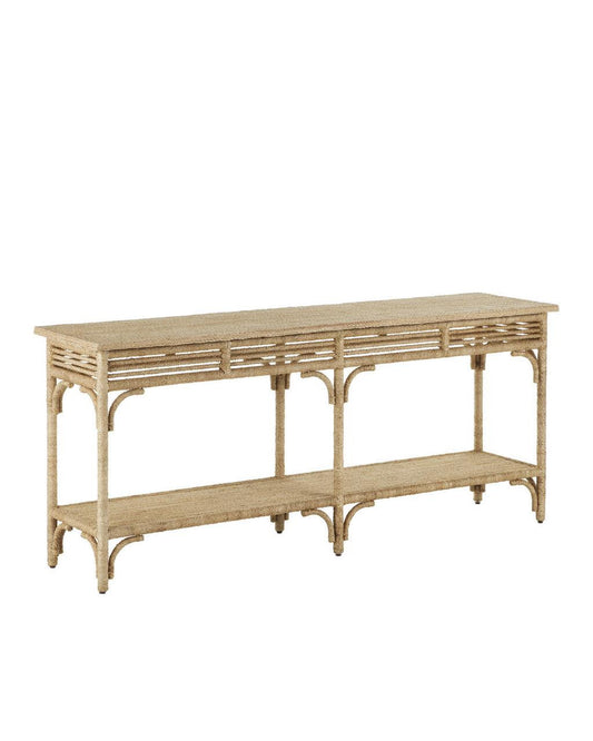 Currey and Company Olisa Large Rope Console Table Natural, Brown Carafe