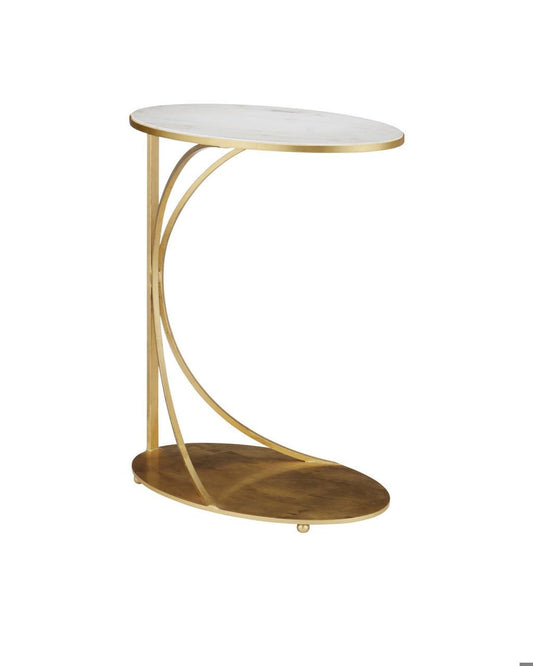 Currey and Company Orla C Side Table Gold Leaf, Natural
