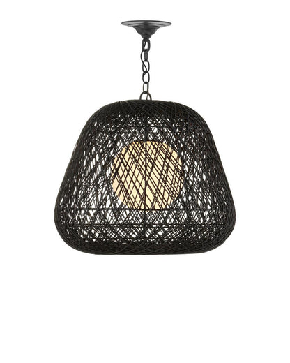 Currey and Company Osbert Black Pendant Black, Satin Black, White