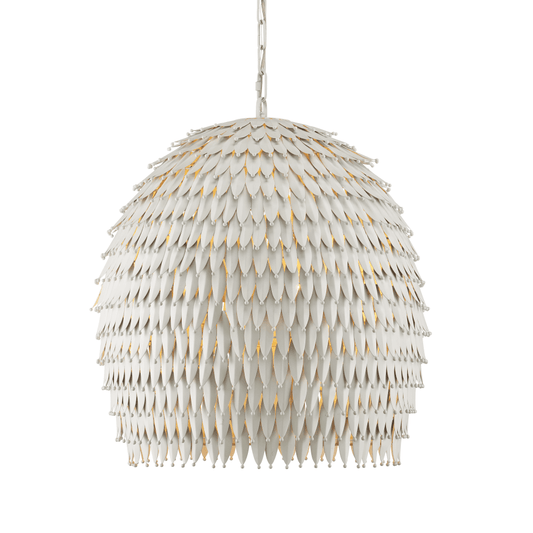 Currey and Company Overlay Large Pendant White