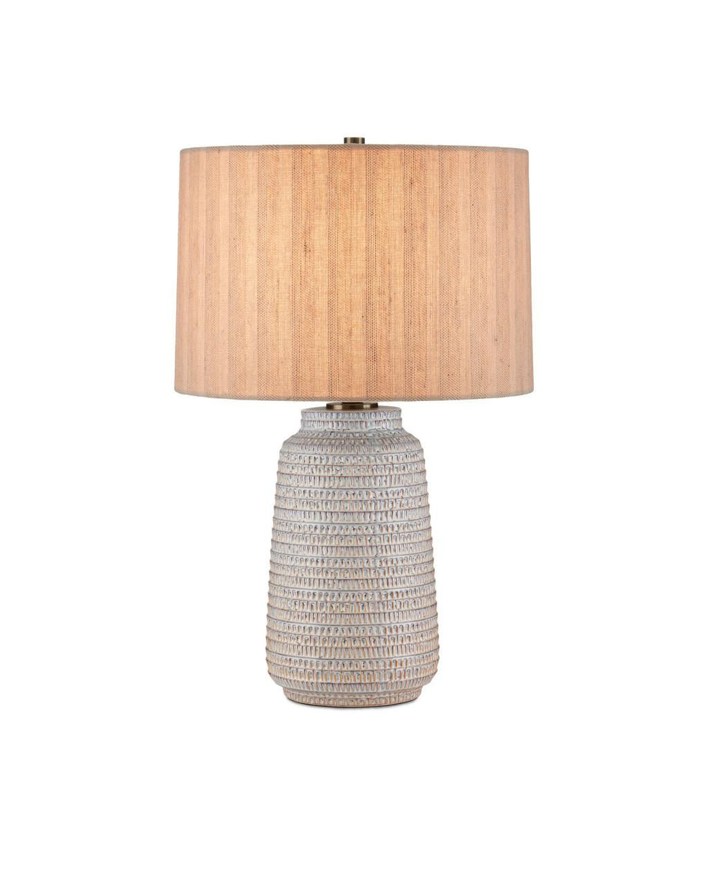 Currey and Company Owen Table Lamp Off-White, Light Brown, Antique Brass