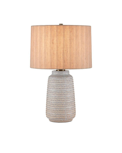 Currey and Company Owen Table Lamp Off-White, Light Brown, Antique Brass