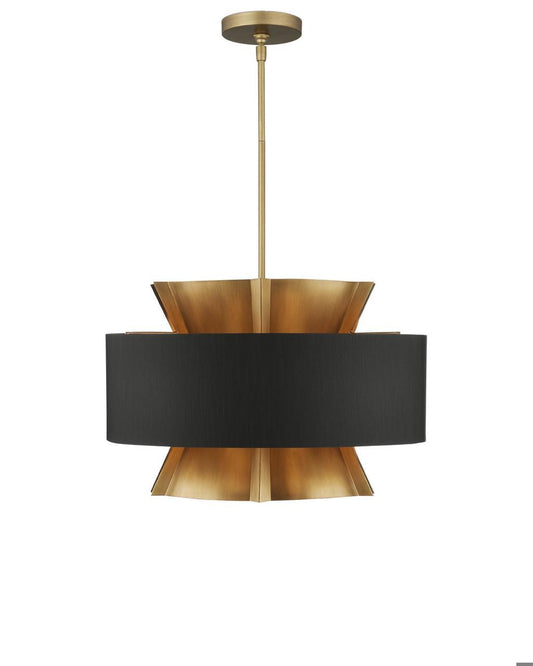Currey and Company Oxenwood Brass & Black Chandelier Brass, Black