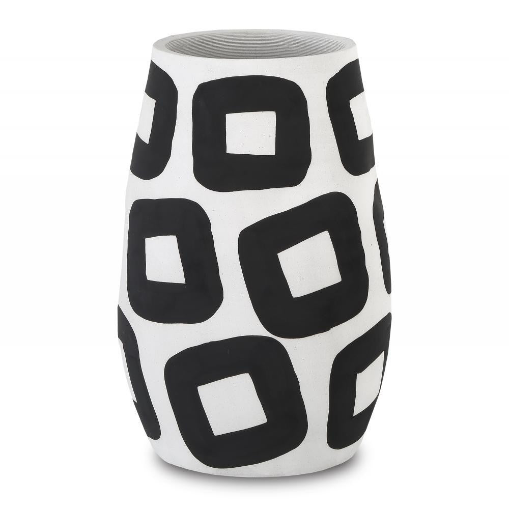 Currey and Company Pagliacci Large Black & White Vase White, Black