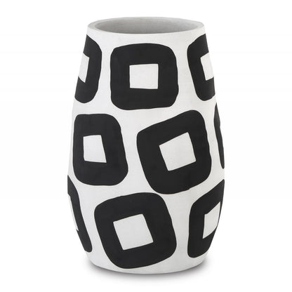 Currey and Company Pagliacci Large Black & White Vase White, Black