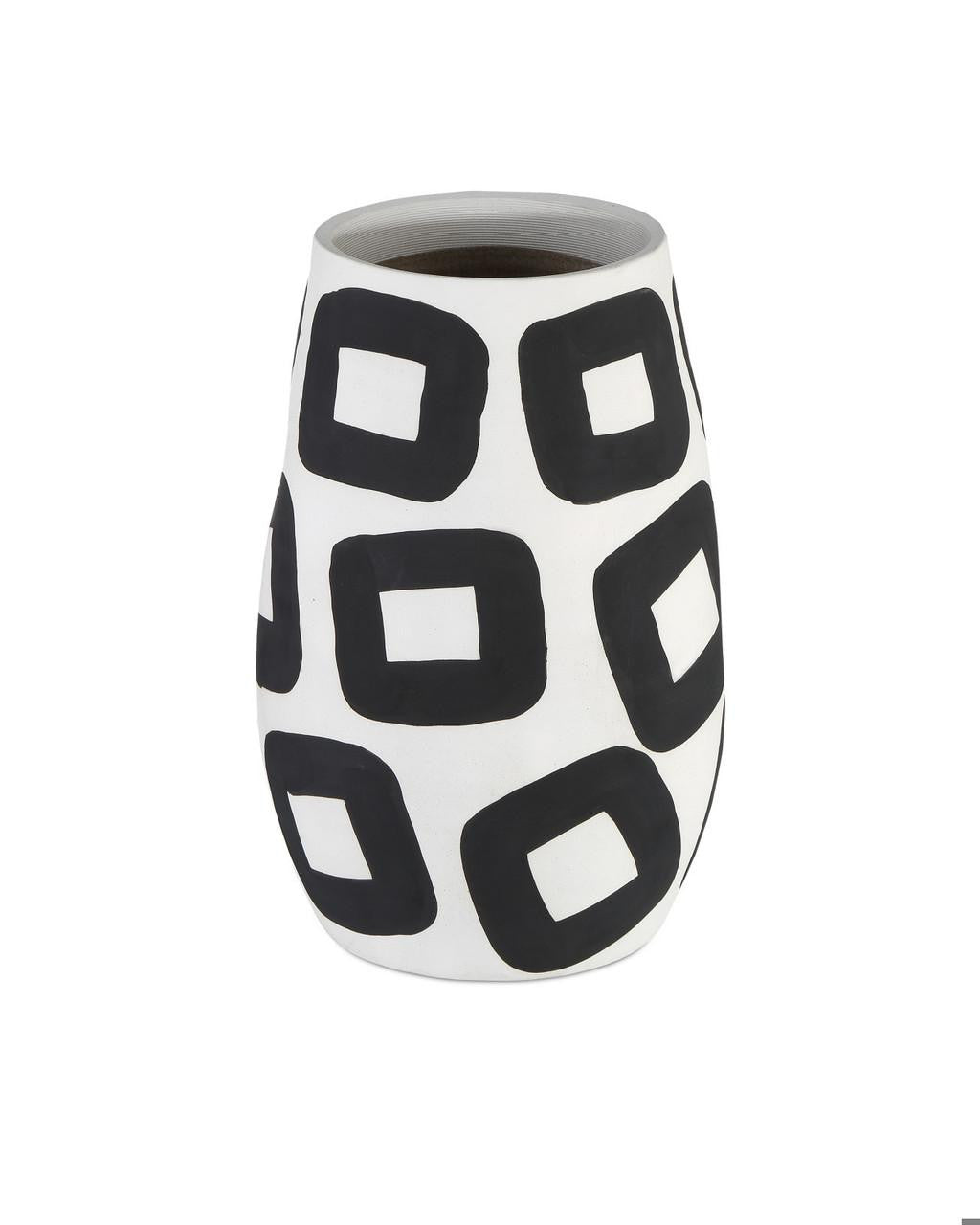 Currey and Company Pagliacci Large Black & White Vase