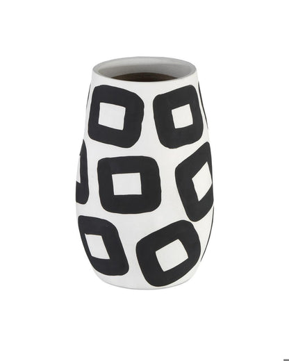Currey and Company Pagliacci Large Black & White Vase