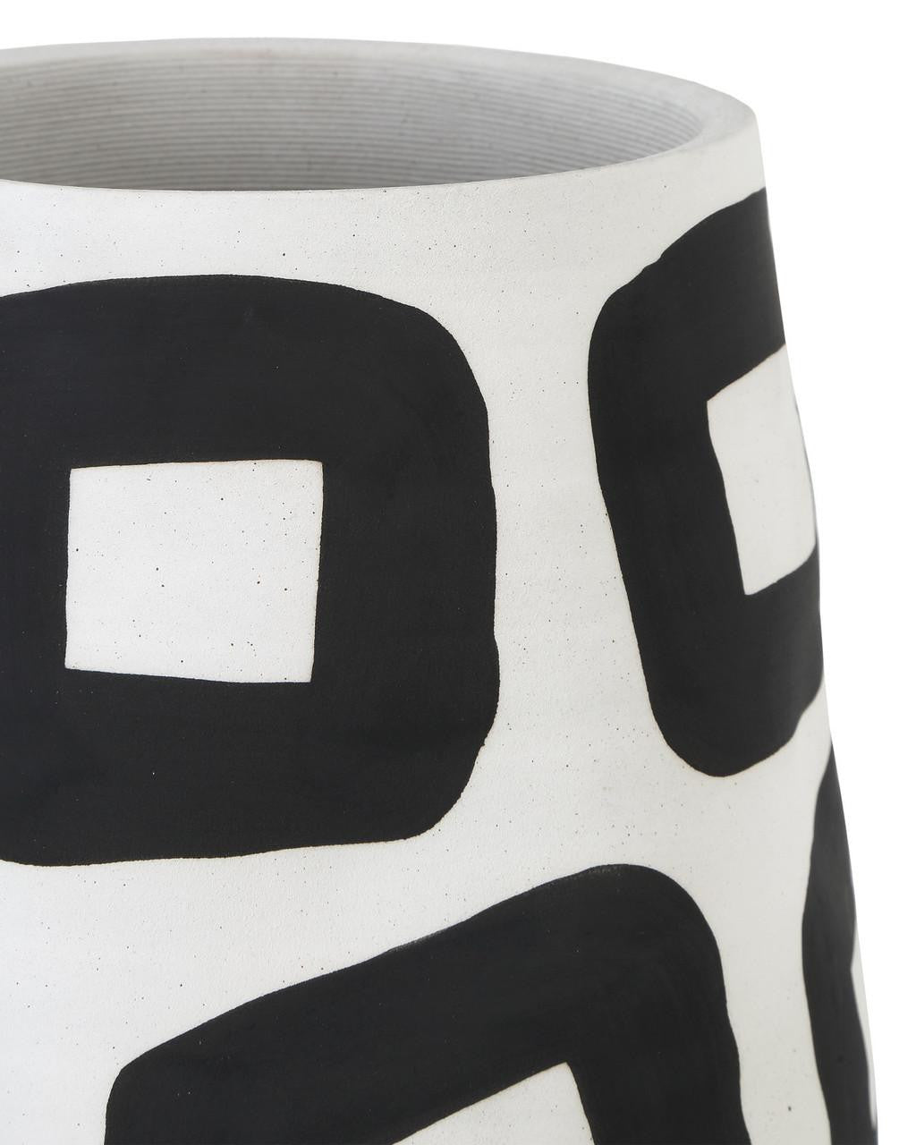 Currey and Company Pagliacci Large Black & White Vase