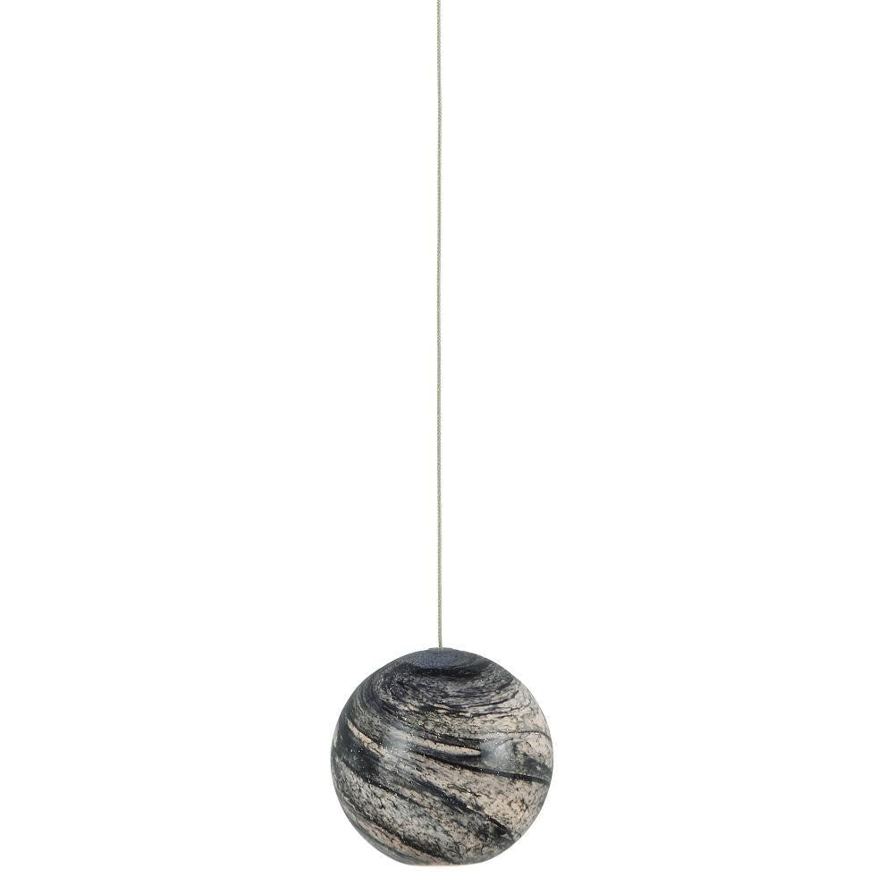 Currey and Company Palatino 1-Light Round Multi-Drop Pendant Earth with Speckles, Silver