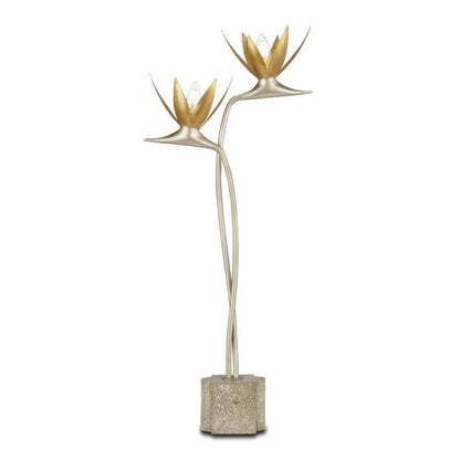 Currey and Company Paradiso Silver & Gold Table Lamp Contemporary Silver Leaf, Contemporary Gold