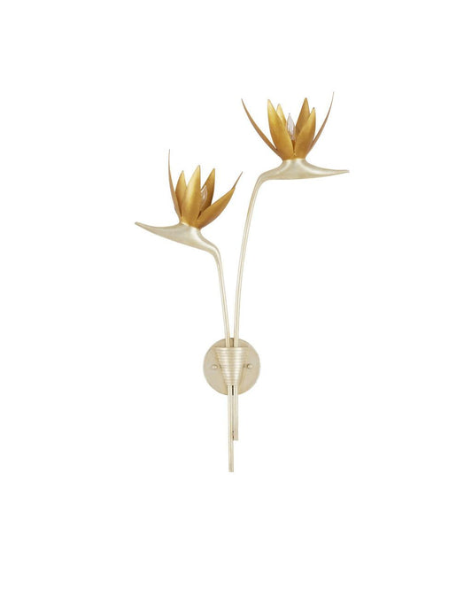 Currey and Company Paradiso Silver & Gold Wall Sconce, Right Contemporary Silver Leaf, Contemporary Gold