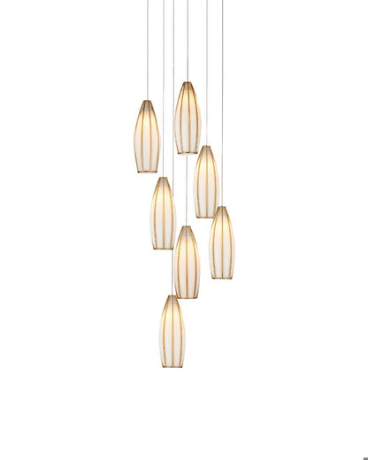 Currey and Company Parish 7-Light Round Multi-Drop Pendant White, Antique Brass, Silver
