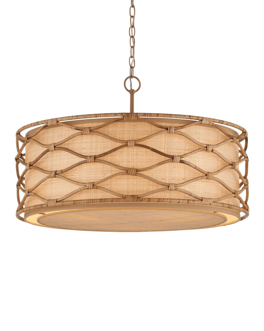 Currey and Company Partita Pendant Natural, Saddle Tan