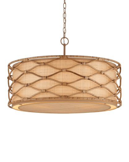 Currey and Company Partita Pendant Natural, Saddle Tan