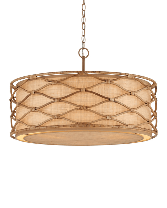 Currey and Company Partita Pendant Natural, Saddle Tan