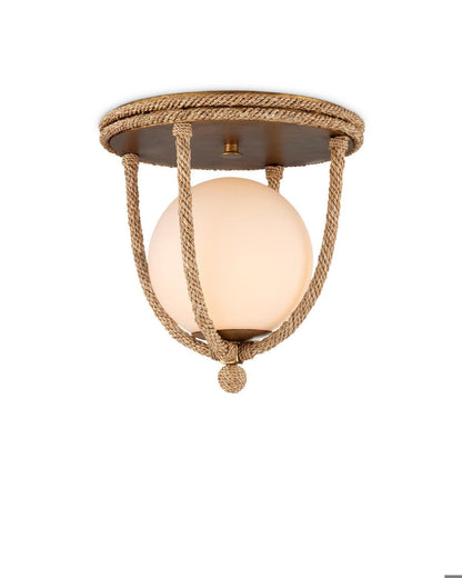 Currey and Company Passageway Flush Mount Natural, Dorado Gold, White