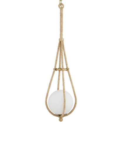 Currey and Company Passageway Pendant Natural, Dorado Gold, Frosted White