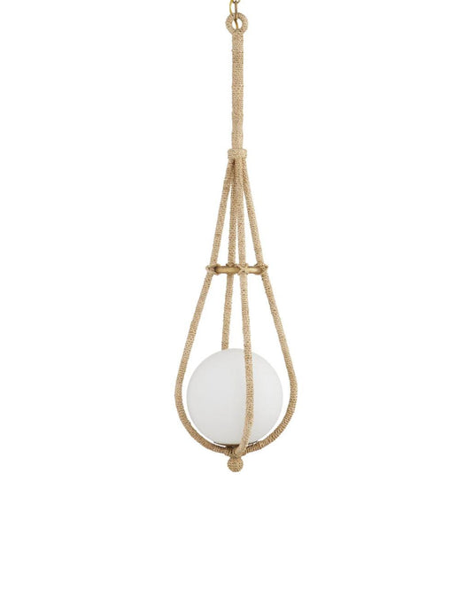 Currey and Company Passageway Pendant Natural, Dorado Gold, Frosted White