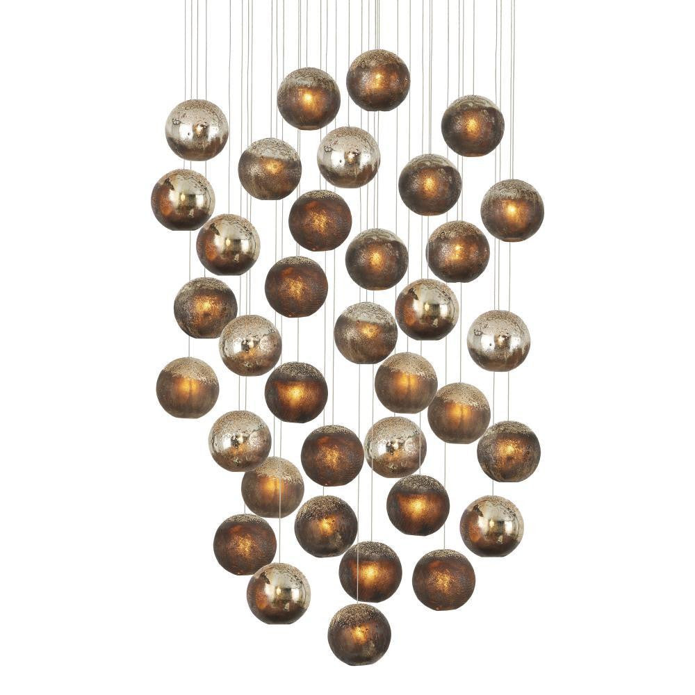 Currey and Company Pathos 36-Light Round Multi-Drop Pendant Charcoal, Antique Silver, Antique Gold, Sil