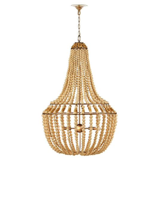 Currey and Company Penelope Beige Chandelier Beige, Antique Brass