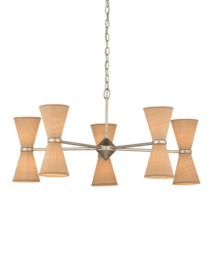 Currey and Company Pennyworth Chandelier Contemporary Silver Leaf, Contemporary Silv