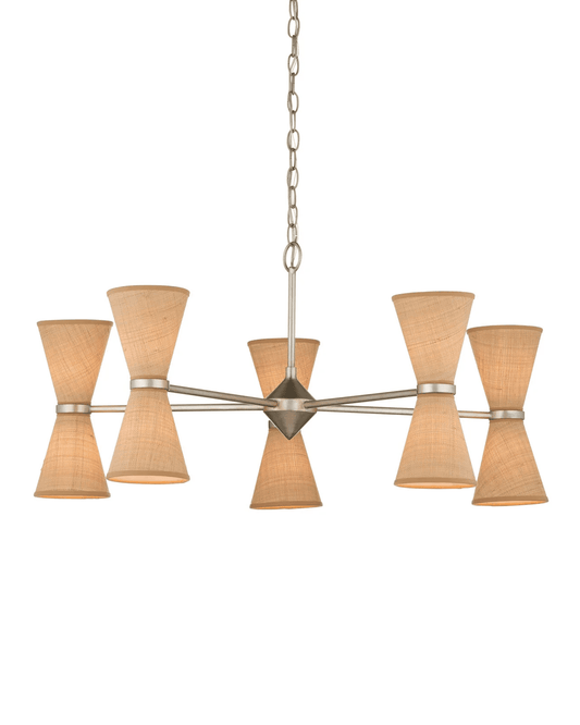 Currey and Company Pennyworth Chandelier Contemporary Silver Leaf, Contemporary Silv