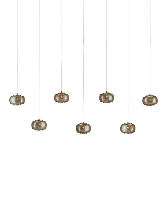 Currey and Company Pepper 7-Light Linear Multi-Drop Pendant Nickel