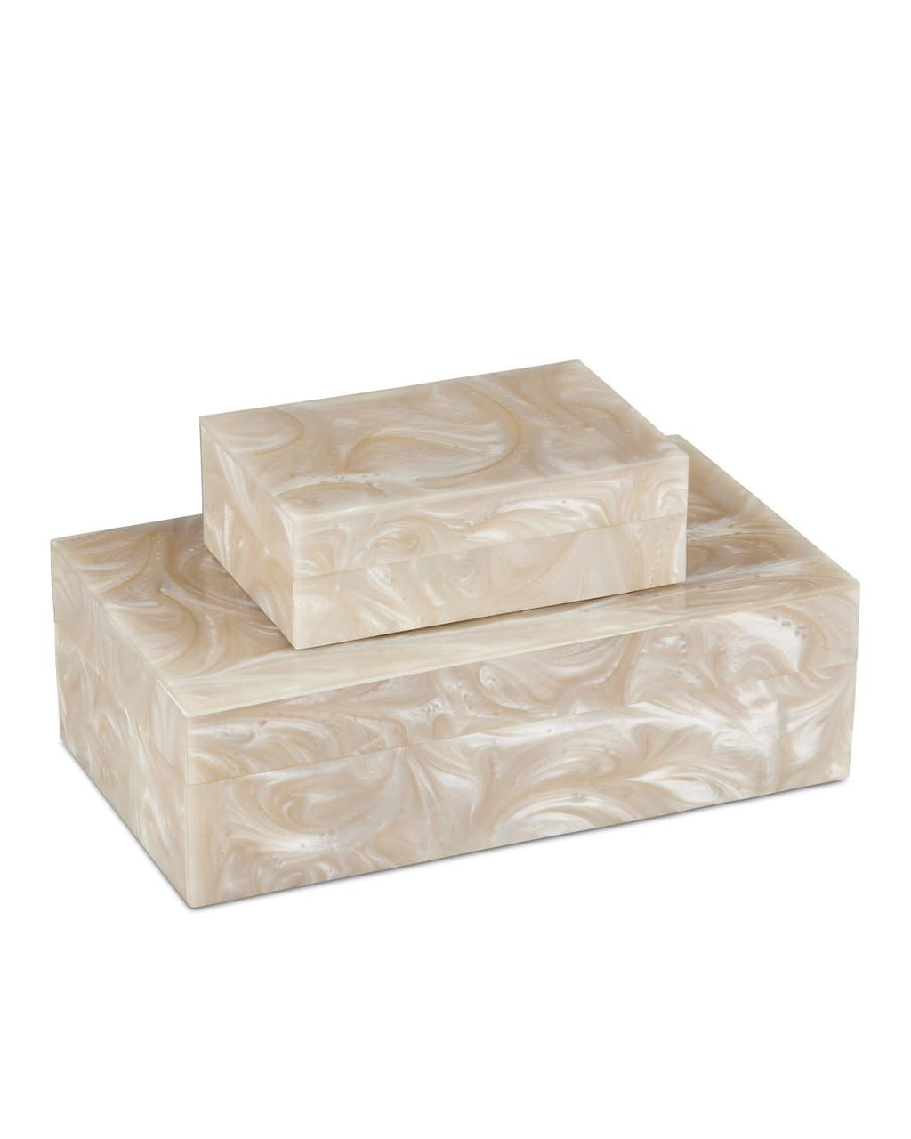 Currey and Company Perlas Swirl Box, Set of 2 Ivory, Natural