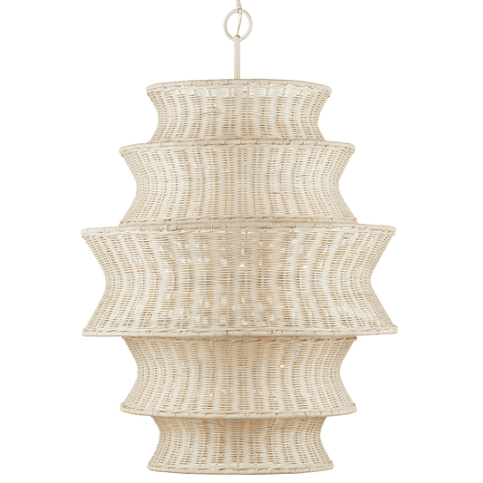 Currey and Company Phebe Large Chandelier Bleached Natural, Vanilla