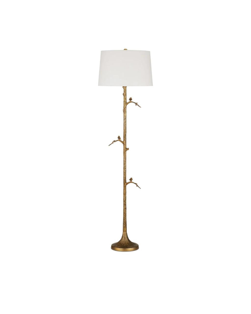 Currey and Company Piaf Brass Floor Lamp Antique Brass
