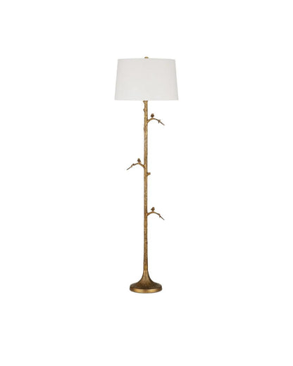 Currey and Company Piaf Brass Floor Lamp Antique Brass