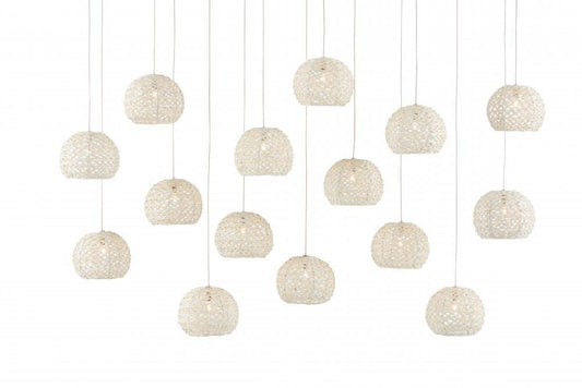 Currey and Company Piero White 15-Light Linear Multi-Drop Pendant Sugar White